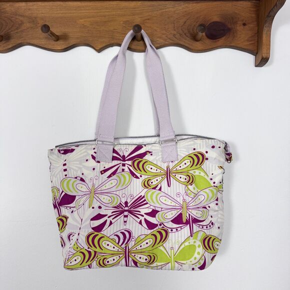 VTG Y2K Kipling Butterfly Dragonfly Lime Green Purple Shoulder Bag - Picture 2 of 5